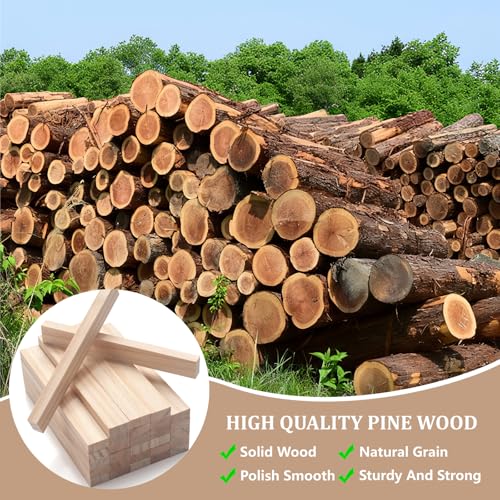 Wood Strips Slats Wooden Sticks for Crafts 3/8" × 3/4" × 6", 30 PCS Wood Planks Trim for Wall, Square Wooden Dowels for Crafts, Flat Lumber Boards Pieces for Crafting, Woodworking, Model Making - size: 3/8x3/4x6 in - 30PCS