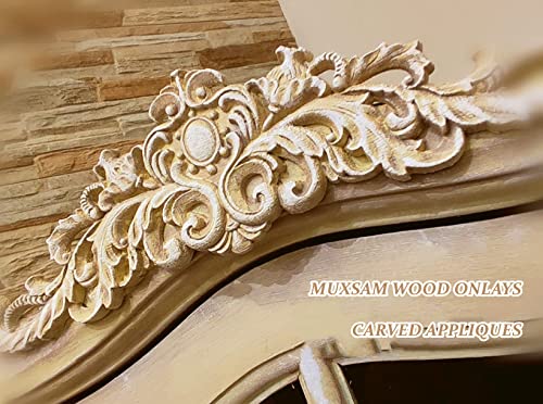 4Pcs Wood Carved Appliques Long Wooden Carving Onlays Furniture Decals - color: 4-pack, size: 15.75 x 4.33 inches