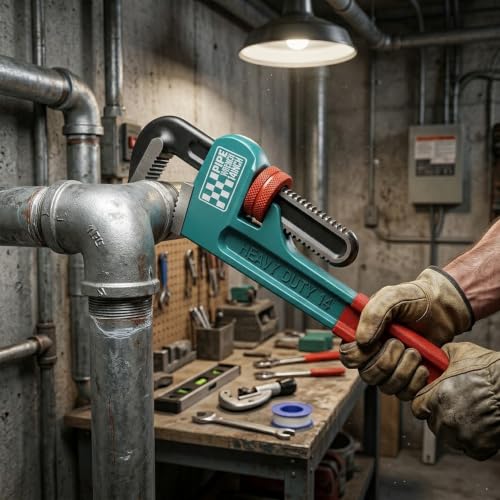 Heavy Duty Pipe Wrench, 14" Adjustable Straight Plumbing Wrench, High Drop-Forged jaws, Professional Pipeline Tool for Water Pipe Fittings, Mechanical assembly, Workshop Operations - size: 14inch