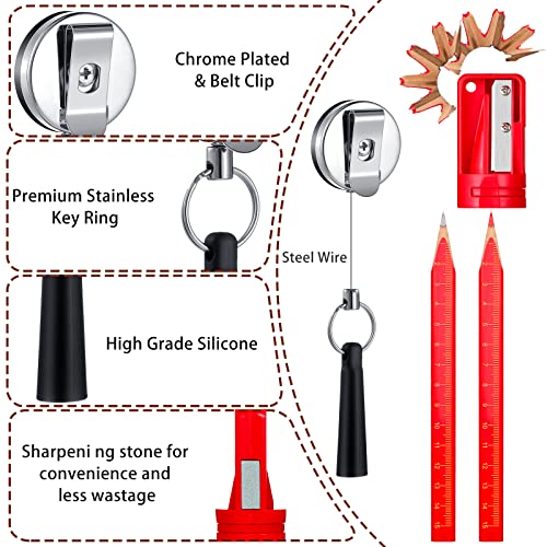 Honoson 24 Pcs Carpenter Pencil with Sharpener,Red and Black Refill - color: Red and Black Refill