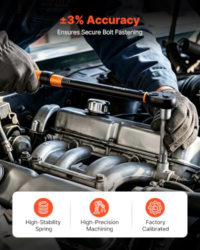 VEVOR Torque Wrench Set 1/4" 3/8" 1/2" Drive Click Torque Wrench 47-Piece, Dual Scale Readings, ±3% High Precision, with Spark Plug Sockets, Bits, Extension Bars, Storage Case, for Automotive Repair - size: 1/2" 3/8" 1/4" 47 PCS