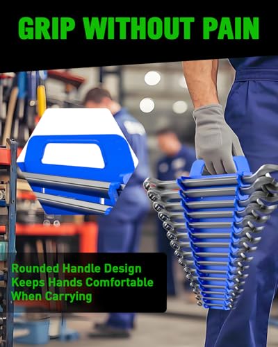 SWANLAKE Magnetic Wrench Organizer Toolbox Holder, 4-Pack SAE (1/4'' to 1-1/16''), Metric (6mm to 27mm) Wrench Organizers, Total Hold 60 Slots Ratchet Holders for Tool Box - style: 60-Slot Red&Blue