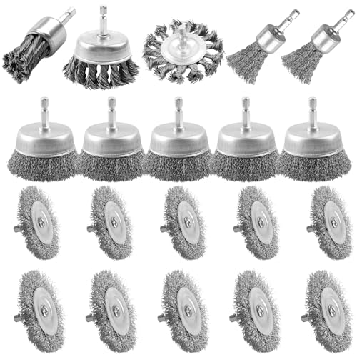 20 Pcs Wire Wheel for Drill, Heavy Duty Wire Brush for Drill - style: 20pcs(Twisted & Carbon Steel Wire)