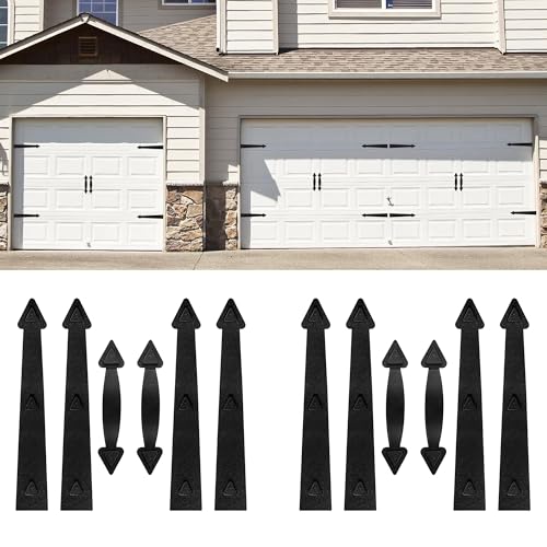 Magnetic Garage Door Hardware,Garage Door Magnetic Decorative Hardware 8 Hinges + 4 Handles for Iron Door,Easy Install,Durable & Waterproof (Classics Style,2 Pack) - style: Traditional