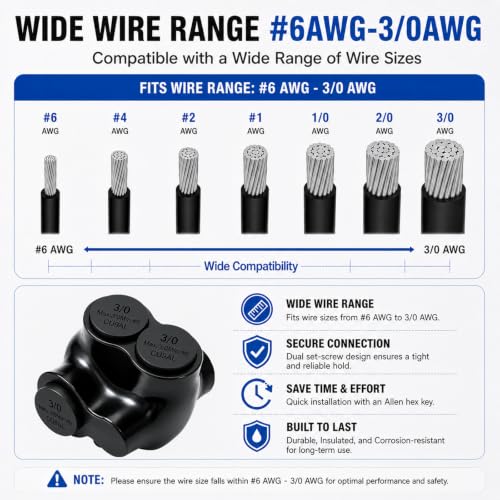 1-Port Single-Sided Inline Splice Connector 3/0-6 AWG - size: 3/0-6AWG