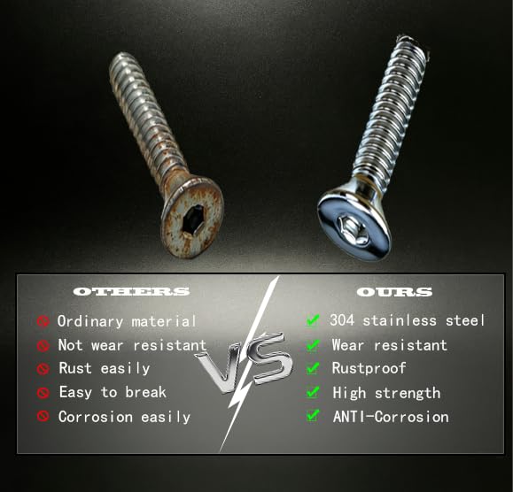 50Pcs 1/4" 20x1 Flat Head Socket Cap Bolts Screws,304 Stainless Steel 18-8, Allen Hex Drive, Bright Finish,Fully Threaded by DYFOL (1/4"-20x1in 50pcs) - size: 1/4"-20×1