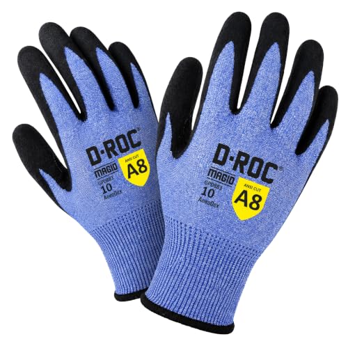 MAGID D-ROC AeroDex ANSI A8 VersaTek Grip Coated Palm Work Gloves, 1 Pair, Size 8/Medium (GPD883) - size: 8/M, style: 1 Pair