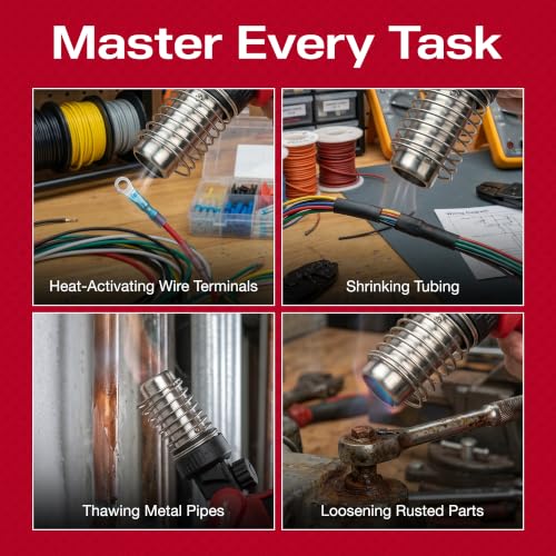Master Appliance HT-1000 Cordless Butane Heat Gun with Shrink Reflector - Refillable, Portable Hot Air Tool for Heat Shrink Tubing, Electrical and Automotive Repairs