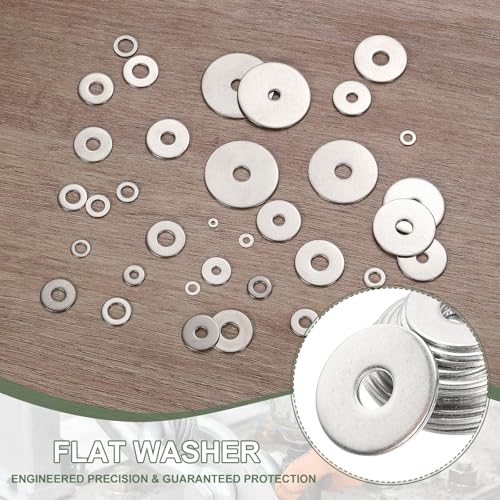 Flat Washers, 304 Stainless Steel Hardware Assorted Washer, 15 x 5 x 1 mm Fit for Bolts Screws Industrial Use (300 Pack, Silver) - size: 15 x 5 x 1 mm