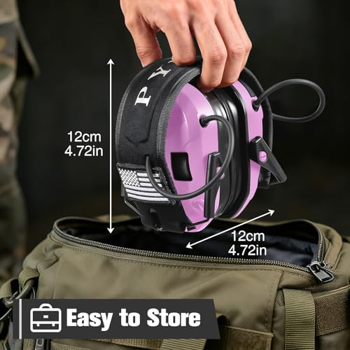 Electronic Shooting Ear Protection w/Gel Pads, 23dB NRR Active Noise Reduction & 3X Amplification Headset for Shooters - color: Purple