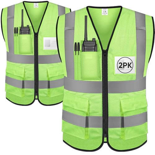 TICONN High Visibility Reflective Safety Vest for Men & Women, ANSI Class 2 - color: Green, size: Large