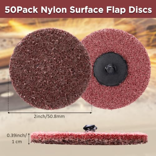 50 Pcs 2 Inch Sanding Discs Red Quick Change Sanding Discs Nylon Surface Conditioning Grinder Wheels for Angle Grinder, Stock and Rust Removal, Grinding, Deburring - color: Red, size: 2 Inch