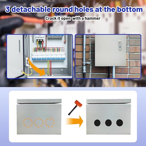 Electrical Junction Box 12x8x6, NEMA 4X IP66 Steel Enclosure Box - size: 12 x 8 x 6''