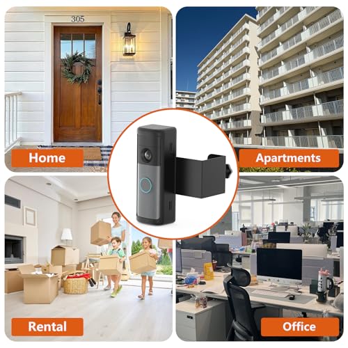No-Drill R-ing Doorbell Mount with Rain Cover, Anti-Theft Door Bracket Compatible with Ring/Other Battery Doorbell/Plus/Pro(2026 Newest Model),Quick Install Doorbell Camera Holder for Rental Apartment - style: 2026 battery doorbell 2nd