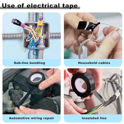 Romeda 9 Pack Electrical Tapes, Electrical Tape Water, Sun, and Oil Resistant, Electrical Tape is Suitable for Most Domestic, Commercial, and Industrial environments - Black - color: Black
