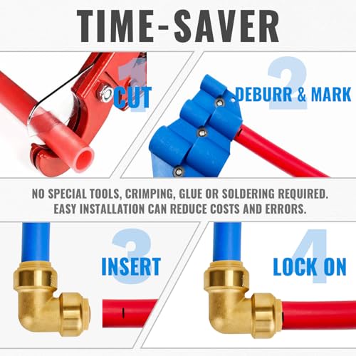 SUNGATOR 3/4 Inch Elbow, Push-to-Connect Plumbing Fittings, Brass, 2 Pack - color: Brass Elbow, 2 Pack, size: 3/4 Inch