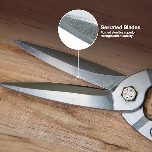 Klein Tools 1302S Aviation Tin Snips, Straight, Long Cut, Heavy Duty Metal Cutting Shears with Forged Steel Blade - style: Long Nose Straight-Cutting