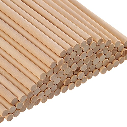 EBOOT 100 Pack Unfinished Natural Wood Craft 6 x 1/4 Inch Wooden Dowel Rods