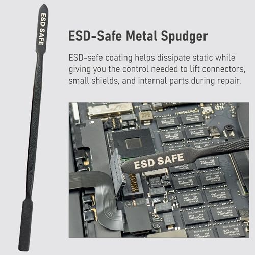 HowFixit 4-in-1 Heavy-Duty Metal Spudger Set, Electronics Opening Kit with Anti-Static ESD Metal Spudger, Ultra-Thin Pry Tool & Dual-Sided Spatula for Laptop, Tablet, Phone, Game Console, iMac Repair - color: 4-in-1