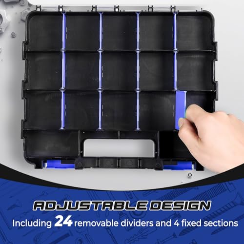 NATGAI 2 Pack Small Parts Organizers, 34-Compartments Double-Sided Tool Box - color: Blue