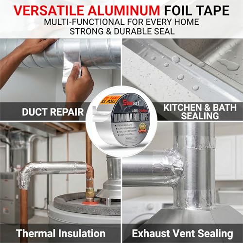 ETERART Aluminum Foil Duct Tape, High-Temp Seal for HVAC,2" x 20Yds - size: 2 Inches x 20 Yards