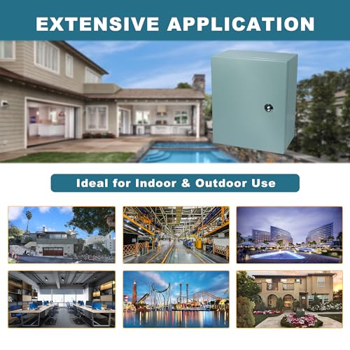 Waterproof Electrical Enclosure 16 x 16 x 6'', Outdoor Electrical Box Weatherproof, Electrical Junction Box with Reinforced Lock - size: 16 x 16 x 6''