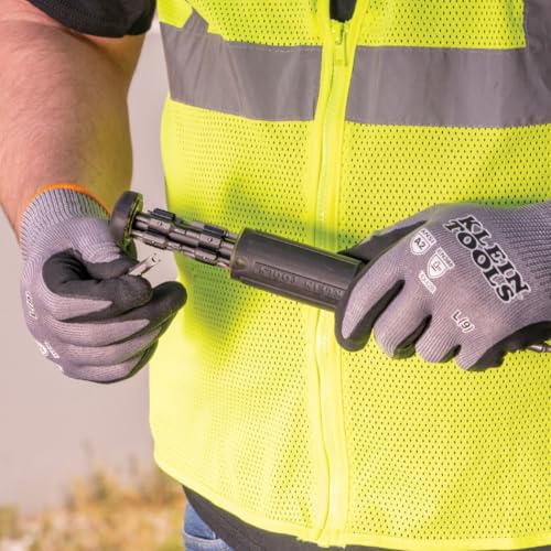 KLEIN TOOLS 60583 Work Gloves, Knit Dipped Cut Resistant ANSI A2 Nitrile Coated Gloves, HPPE Fabric, Touchscreen Capable, Small, 2-Pair - size: Small