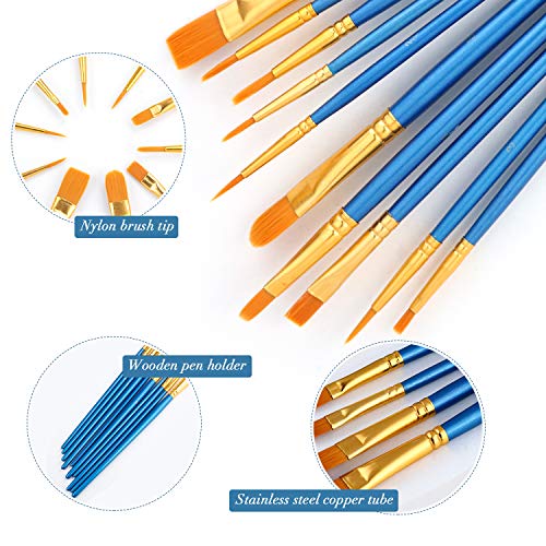 AROIC 10 Pcs Paint Brushes, Acrylic Oil Watercolor Painting Brush Set - size: 10pcs-blue