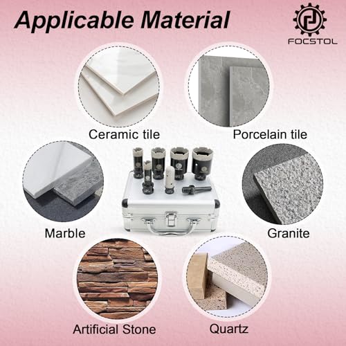 Diamond Core Drill Bit Set - FOCSTOL 7pcs (19/25/35/45/51mm+20mm Finger Bit+SDS Adapter) Diamond Hole Saw Kit for Porcelain Ceramic Tile Marble Granite - size: KIT4