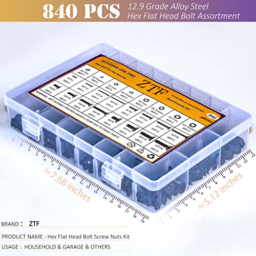 ZTF 840PCS Set Screw Assortment Kit M2 M3 M4 M5 Metric - style: Flat Socket Head