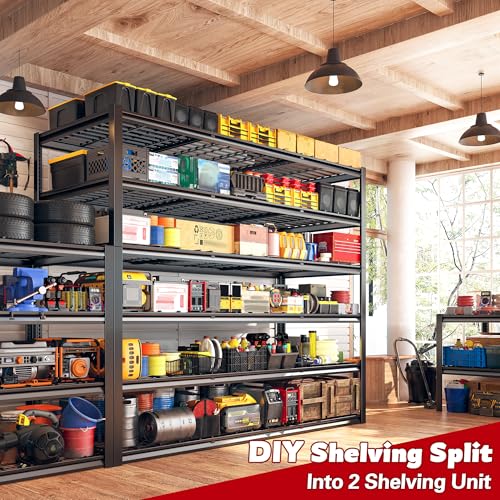 REIBII 60" W Heavy Duty Garage Shelving,6 Tier Metal Shelving Units - size: 6-Tier, 60"W x23"D x84"H