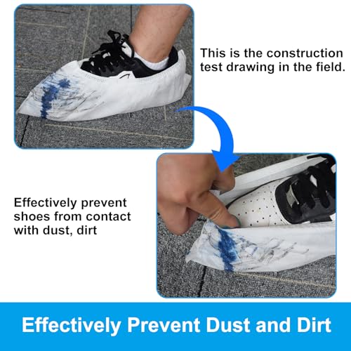 Shoe Covers Disposable 200Pack(100Pairs) White Shoe Booties Cover Non Slip for Home Floors Carpet,fits up to US Women 12 and Men 11 - size: Large