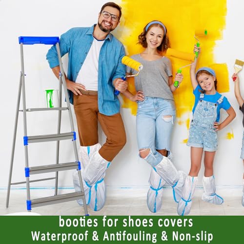 14 PCS(7 Pairs) Hazmat Shoe Covers Disposable & Boot Foot covers,Reusable,Non-slip,Waterproof for booties White 18inches Tall - color: White_pack of 14