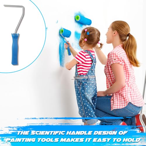 Baderke 10 Pcs 4 Inch Mini Paint Roller Handle, 12 Inch Frame, Blue - color: Blue, size: 4 Inch, 12 Inch