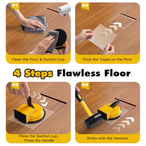 Heavy Duty Suction Cup Floor Gap Fixer with Mallet for Laminate & Hardwood