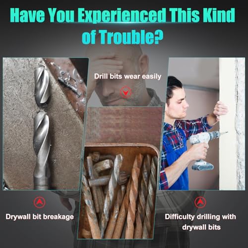 Upgrade 50 Pcs Drywall Bit, 1/8 Inch Drywall Drill Bit for Wood, Drywall Cutting Bit, Drywall Guide Point Cutting Bits, Drywall Router Bits for Use with Spiral Saw (50, 1/8 inches) - size: 1/8 inches