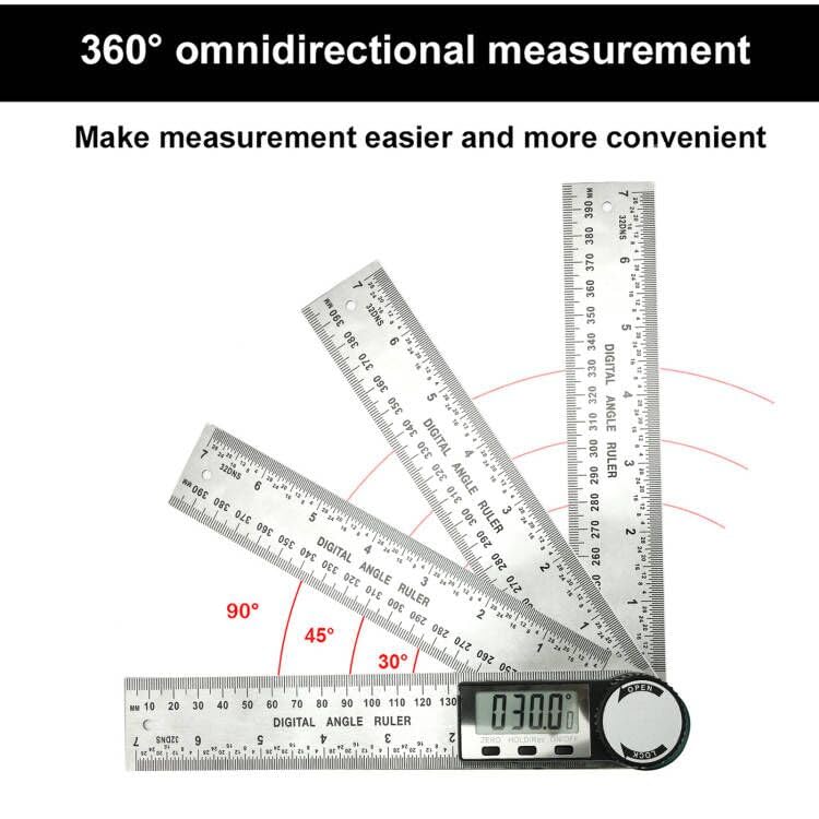 Digital Angle Finder, 2 in 1 Digital Angle Gauge 7 inch/200mm Stainless steel tool kit for Carpenter/Woodworking/DIY Tools - color: Silvery