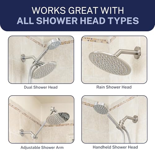 HammerHead® Solid Metal Shower Arm and Flange - 7.5 Inch 304 Stainless Steel Extension Pipe - Universal Shower Head Arm with Flange and Locking Screw, Matte Black - color: Matte Black