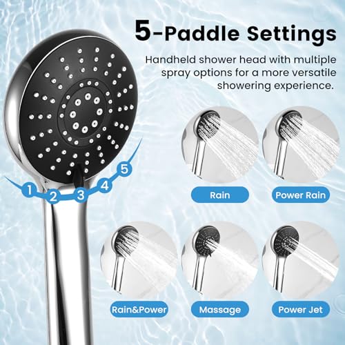 Shower Head with Handheld,High Pressure Chrome Rain Shower Head - color: A-Chrome, style: Rectangular 12"