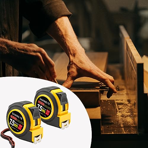 2 Packs Tape Measure 25 ft, Steel Measuring Tape Retractable, 25-Foot Basics Self-Locking Measurement Auto Lock Tape Rule Imperial/Metric Tape Measure for Body Measurements Handicraftsman - color: 2 Pack, size: 25 ft