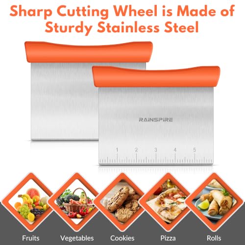 Multi-Purpose Stainless Steel Bench Scraper Dough Blender & Pastry Cutter - color: Orange
