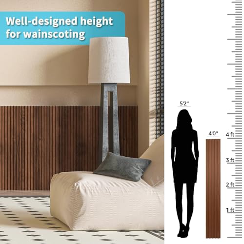 Art3d 48 x 6 Inch WPC Wood Slat Wall Panels, 3D Wall Accents, 16-Pack, Teak | Real Wood Grain, Durable, Water Resistant, Wear-Resistant, No Emission, Eco-Friendly, Easy to Care, for Living Room, Bedroom - color: Teak, size: 48" * 6"