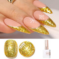 Double Rhythm 15ML Glitter Gel Polish Shimmer Reflective Holographic Color Magnetic for Nail Art Salon DIY at Home (Golden Chunky-B1126) - color: Hot Gold