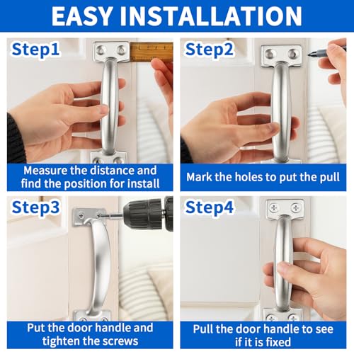 TamBee 6 Inch Gate Handle Outdoor 304 Stainless Steel Door Pull Handle Rustproof Barn Door Handles for Fences Garage Yard Kitchen Bathroom (2 Pack) - size: 2 Pack 6 Inch Stainless Steel