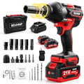 Cordless Impact Wrench 1/2 Inch, 1500 N.m/1106ft-lbs Brushless Impact Gun - color: Red With Battery