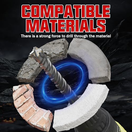 CSOOM SDS Plus Rotary Hammer Drill Bit 1"x10.24", Professional Concrete Drill Bit for Concrete, Brick, Stone and Cement Walls - size: 1"x10.24"