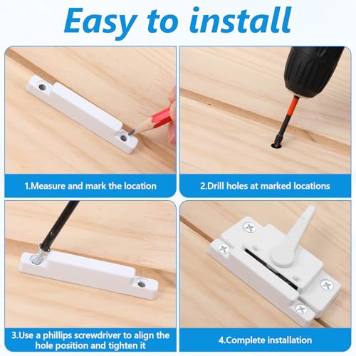 8 Pack Windows Sash Lock-Sliding Window Sash Locks for Single-Hung and Double-Hung Windows-White Cam Sash Locks for Vertical and Horizontal Sliding Windows ﻿