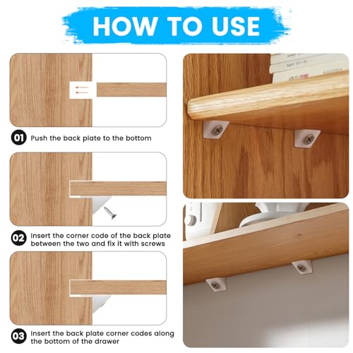 50 Pcs Drawer Angle Bracket Fastener with Screws
