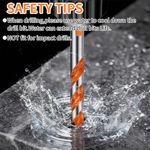 10Pcs 6mm Masonry Drill Bits,3 Flat Shank,Red Silver for Hammer Drill