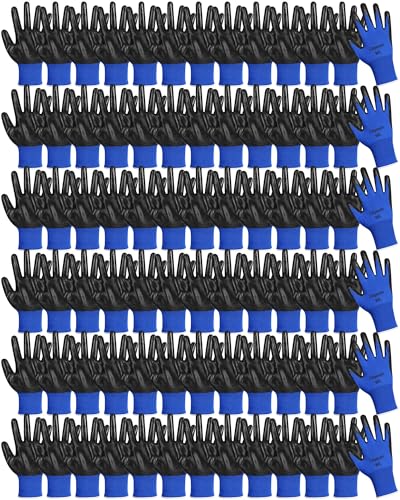 Maxcheck PU Coated Work Gloves Bulk Pack - color: Blue, size: Large